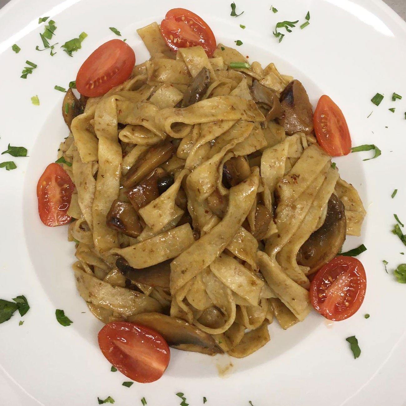 whole grain tagliatelle al funghi